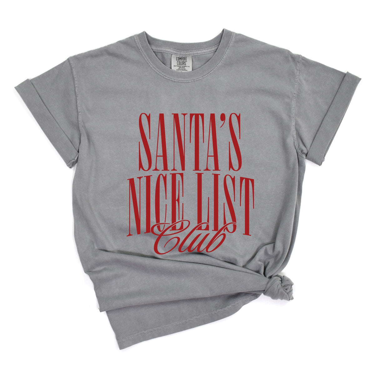 Santa's Nice List Arched - Women's Garment Dyed Graphic T-Shirt