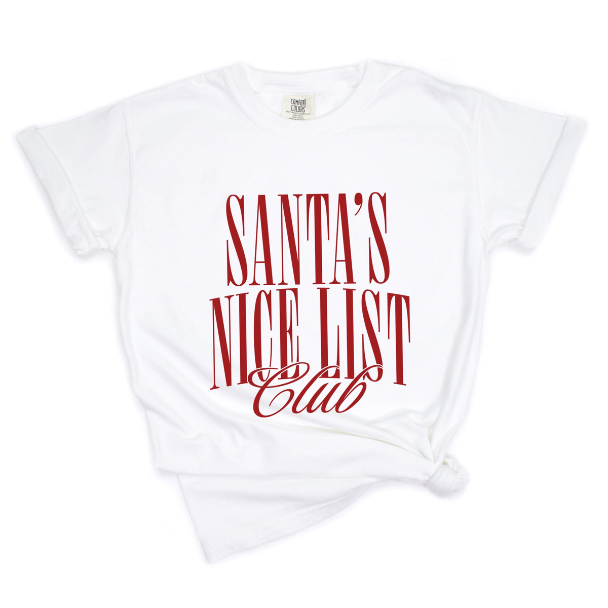 Santa's Nice List Arched - Women's Garment Dyed Graphic T-Shirt