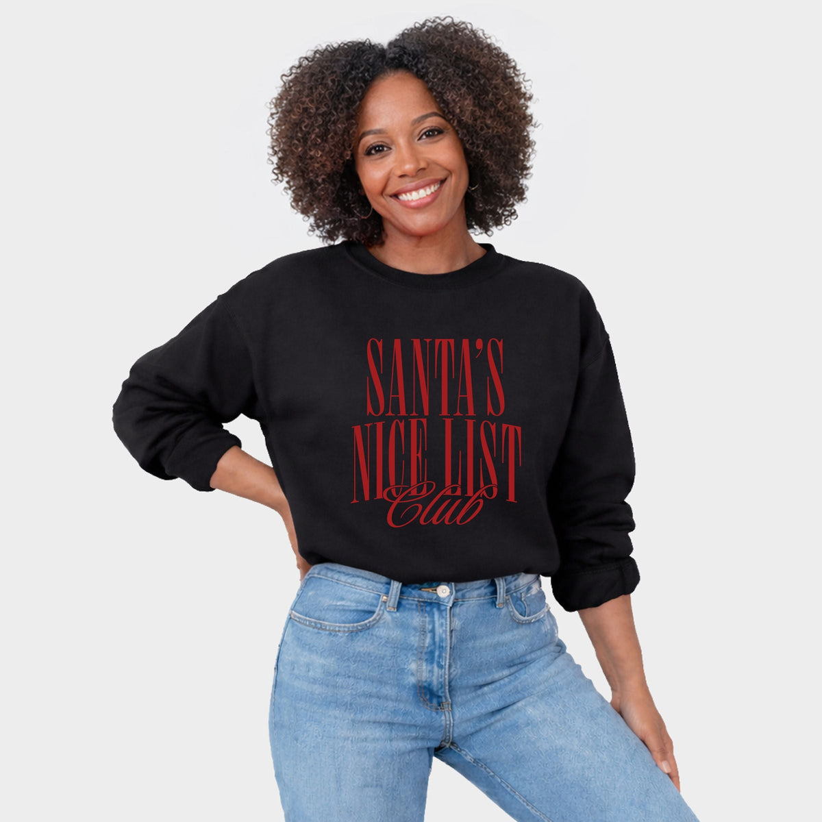 Santa's Nice List Arched - Women's Graphic Sweatshirt