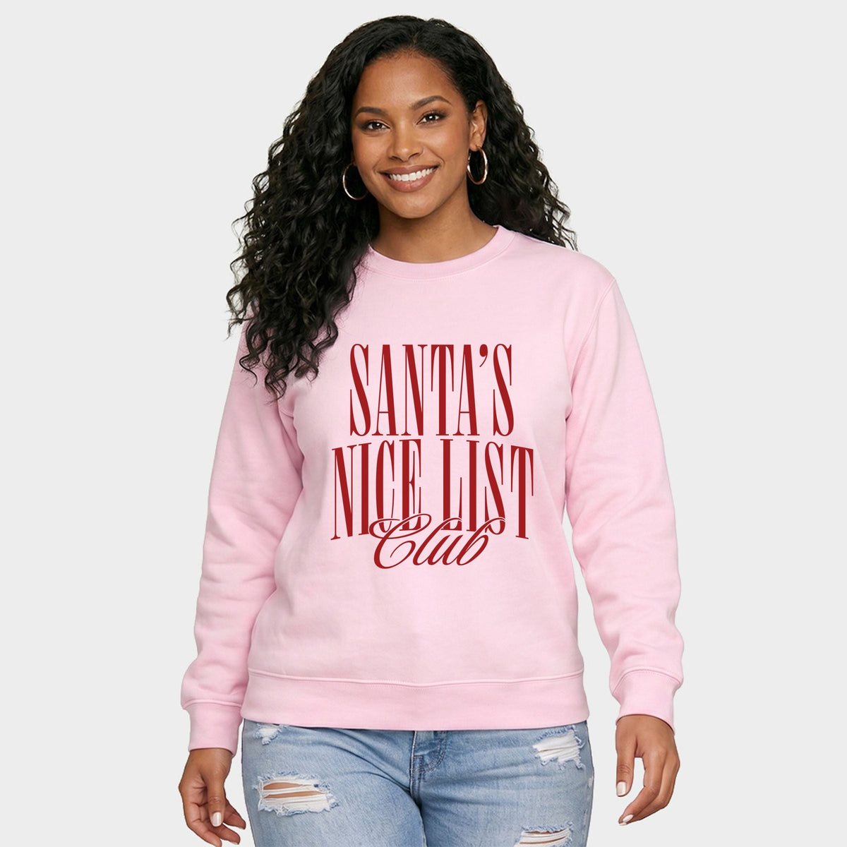 Santa's Nice List Arched - Women's Graphic Sweatshirt
