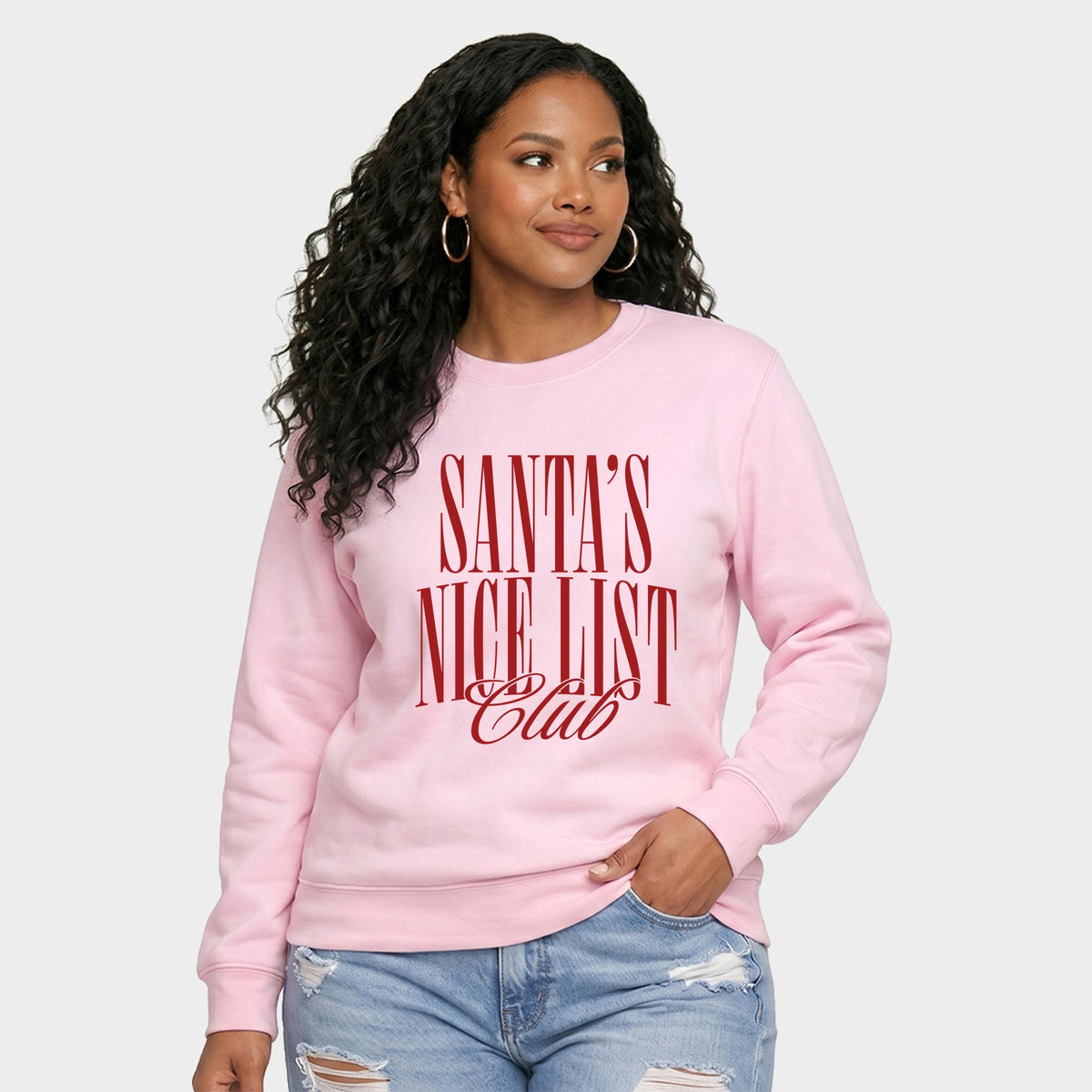 Santa's Nice List Arched - Women's Graphic Sweatshirt