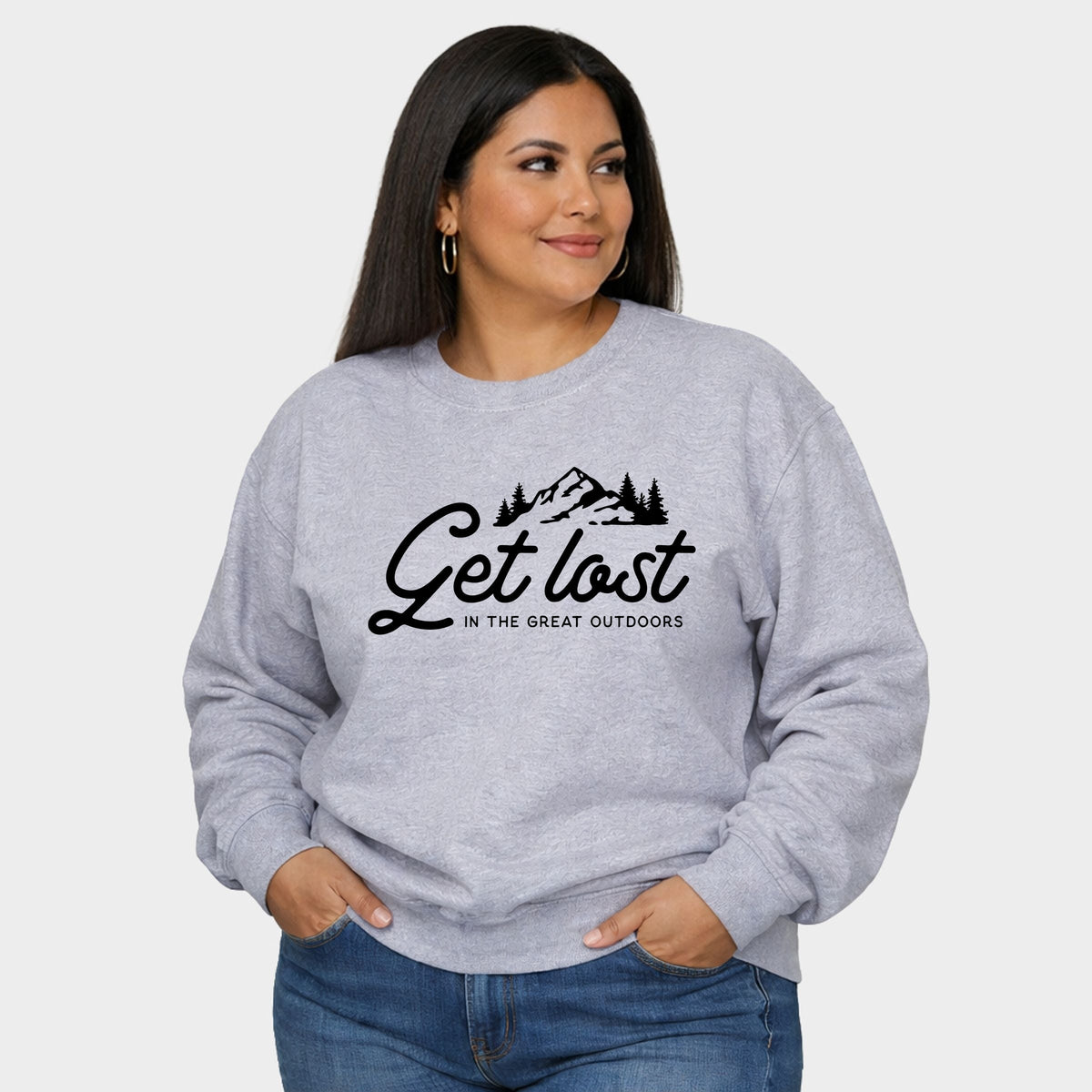 Get Lost In The Great Outdoors - Women's Plus Sized Graphic Sweatshirt