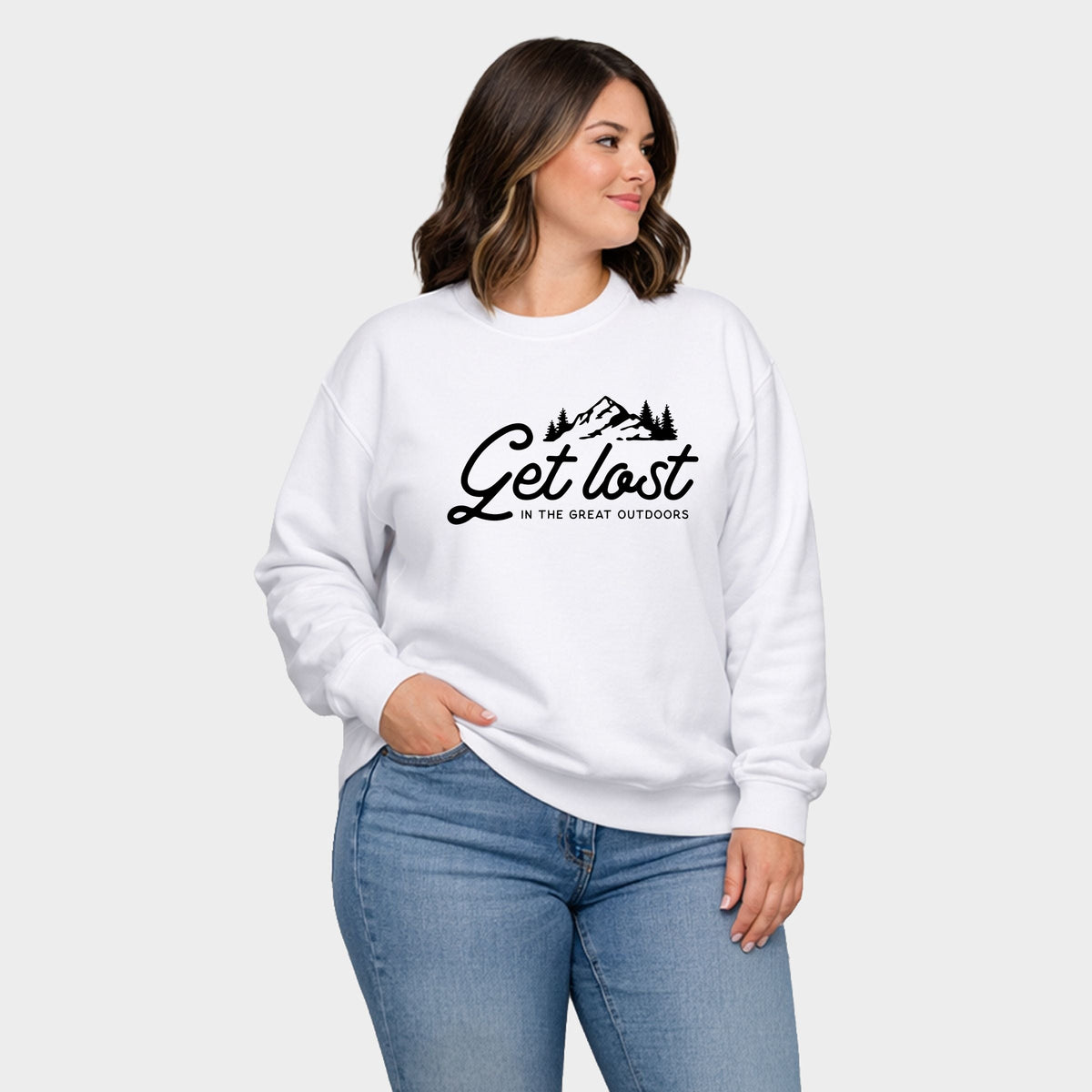 Get Lost In The Great Outdoors - Women's Plus Sized Graphic Sweatshirt