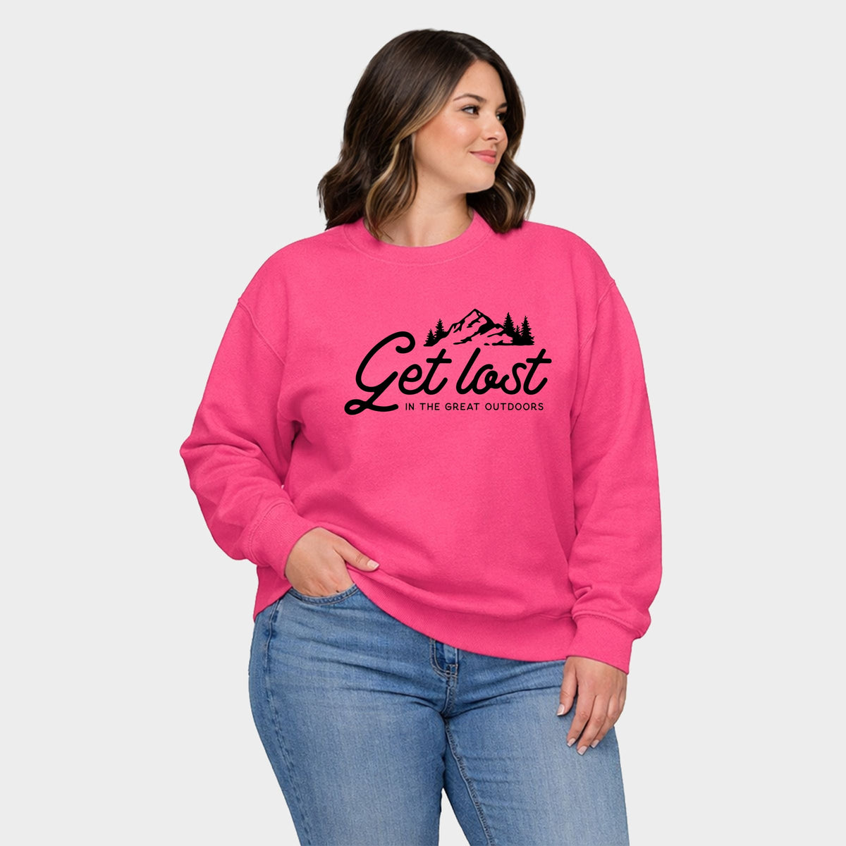 Get Lost In The Great Outdoors - Women's Plus Sized Graphic Sweatshirt