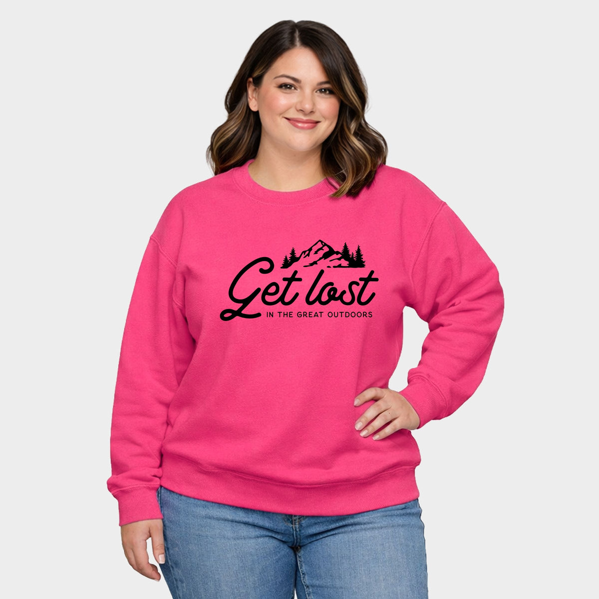 Get Lost In The Great Outdoors - Women's Plus Sized Graphic Sweatshirt