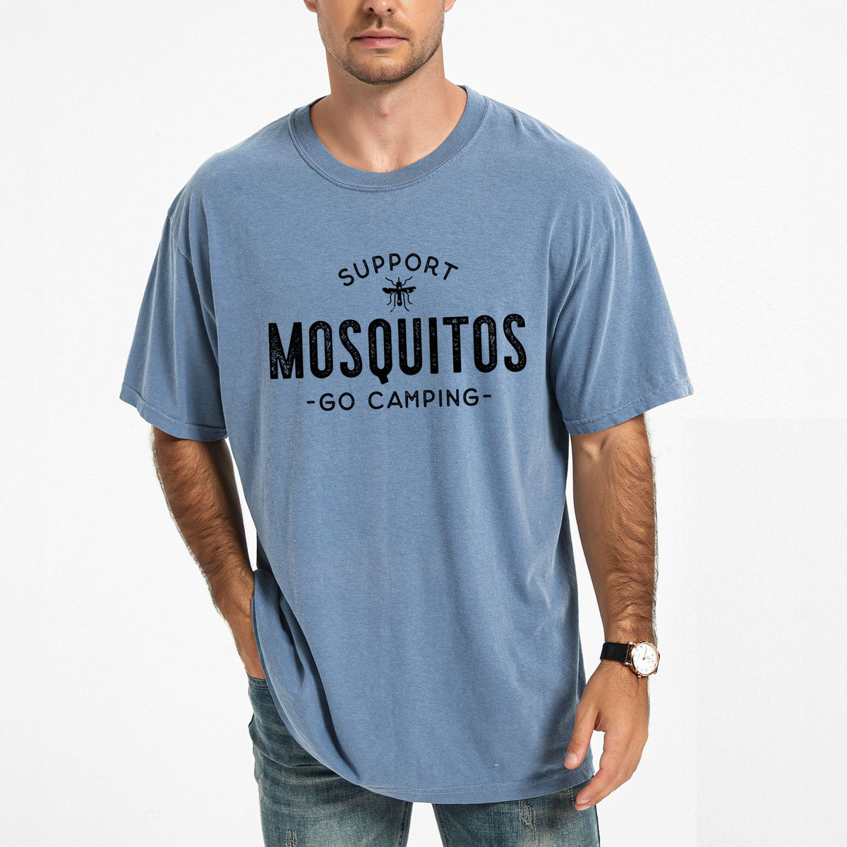 Support Mosquitos - Men's Garment Dyed Graphic T-Shirt