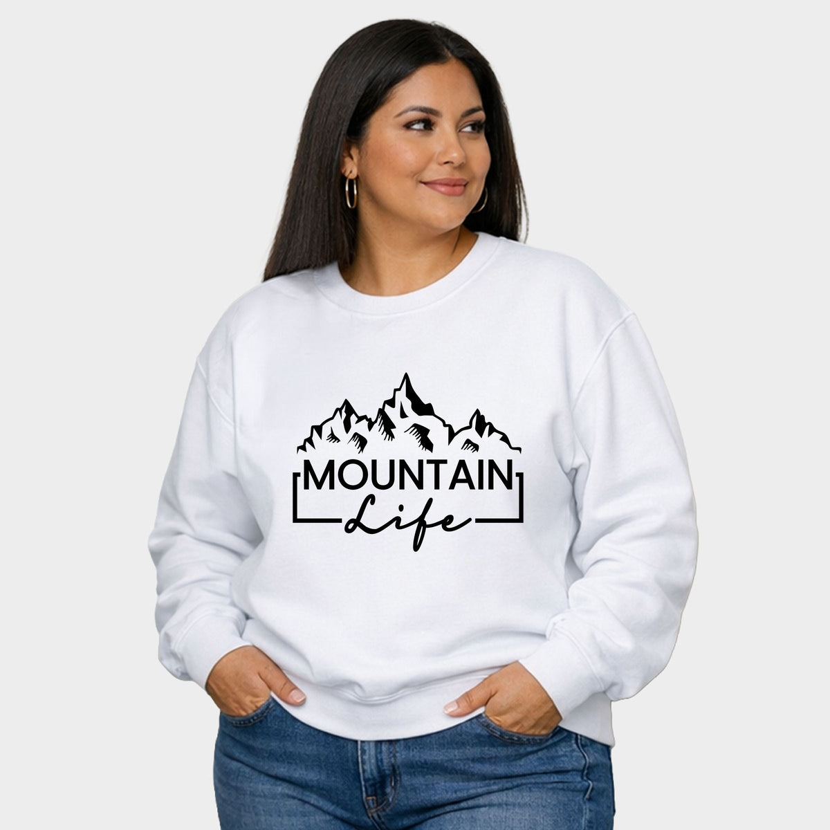 Mountain Life - Women's Plus Sized Graphic Sweatshirt