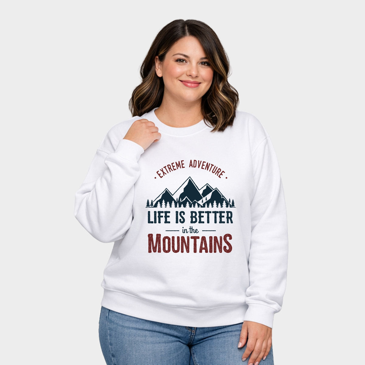 Life Is Better In The Mountains Colorful - Women's Plus Sized Graphic Sweatshirt