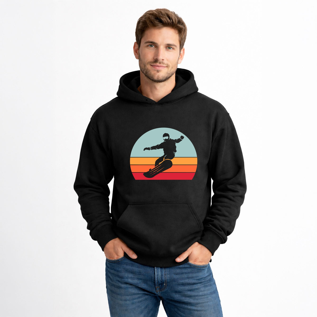 Snowboard With Stripes - Men's Graphic Hoodie