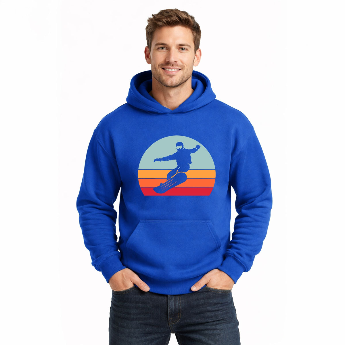 Snowboard With Stripes - Men's Graphic Hoodie