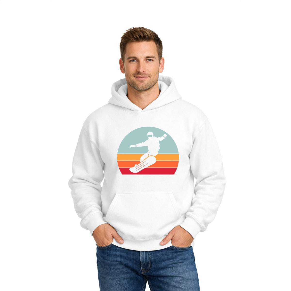 Snowboard With Stripes - Men's Graphic Hoodie