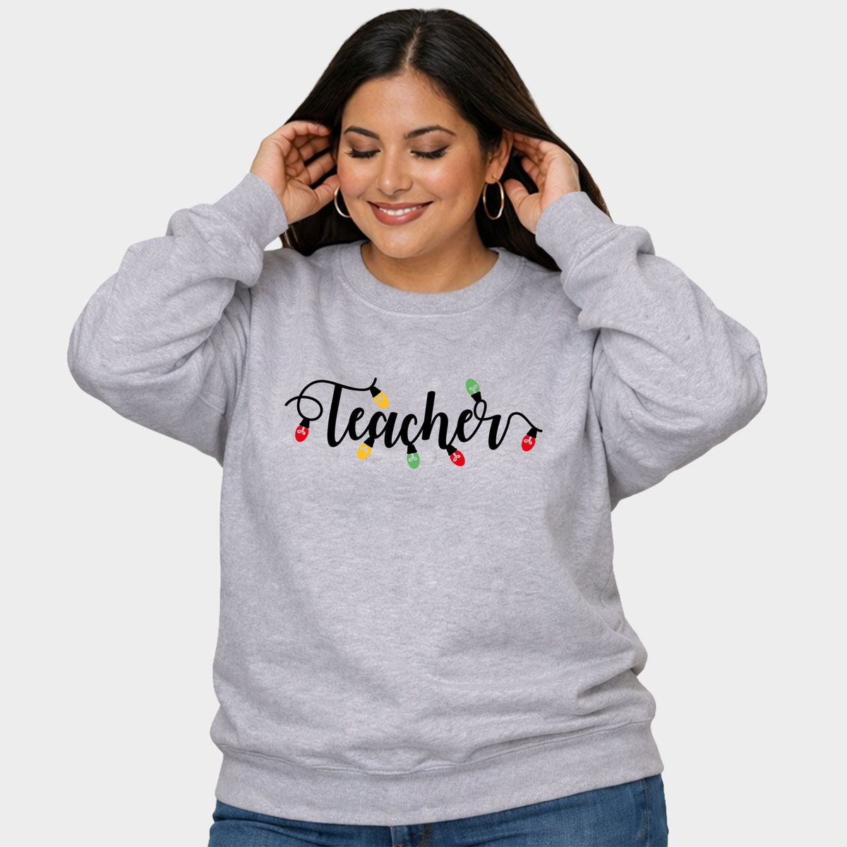 Teacher Christmas Lights - Women's Plus Sized Graphic Sweatshirt