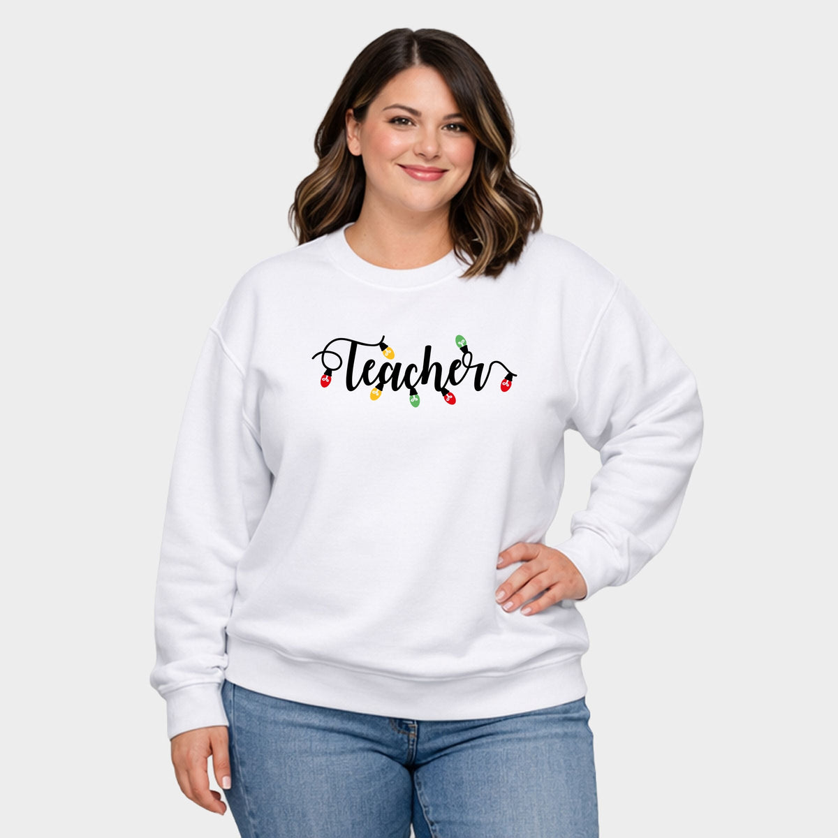 Teacher Christmas Lights - Women's Plus Sized Graphic Sweatshirt