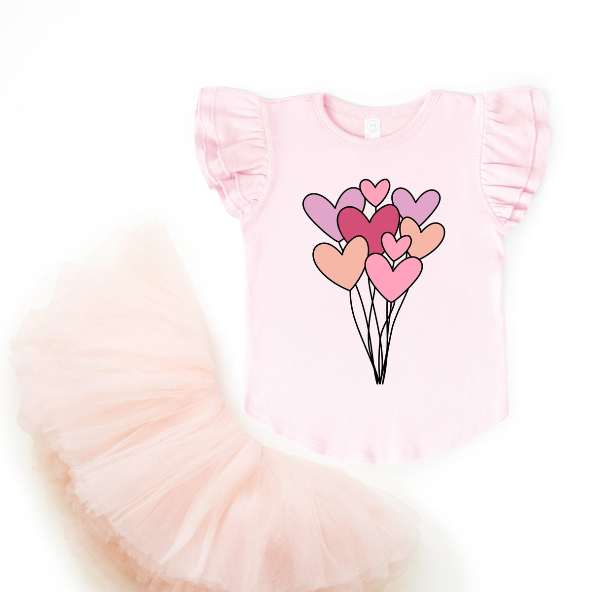 Heart Balloon Bundle - Flutter Sleeve Graphic T-Shirt