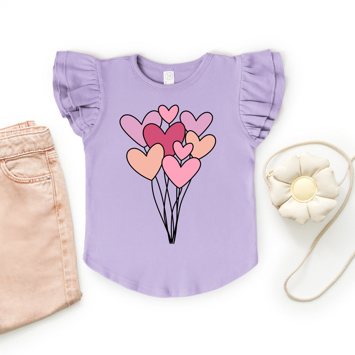 Heart Balloon Bundle - Flutter Sleeve Graphic T-Shirt