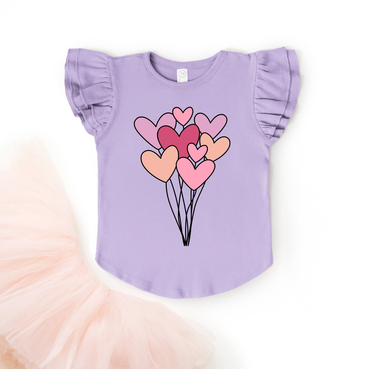 Heart Balloon Bundle - Flutter Sleeve Graphic T-Shirt
