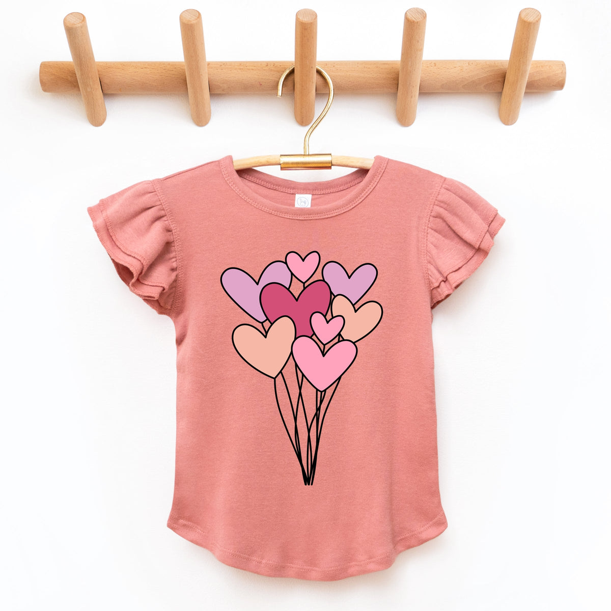 Heart Balloon Bundle - Flutter Sleeve Graphic T-Shirt