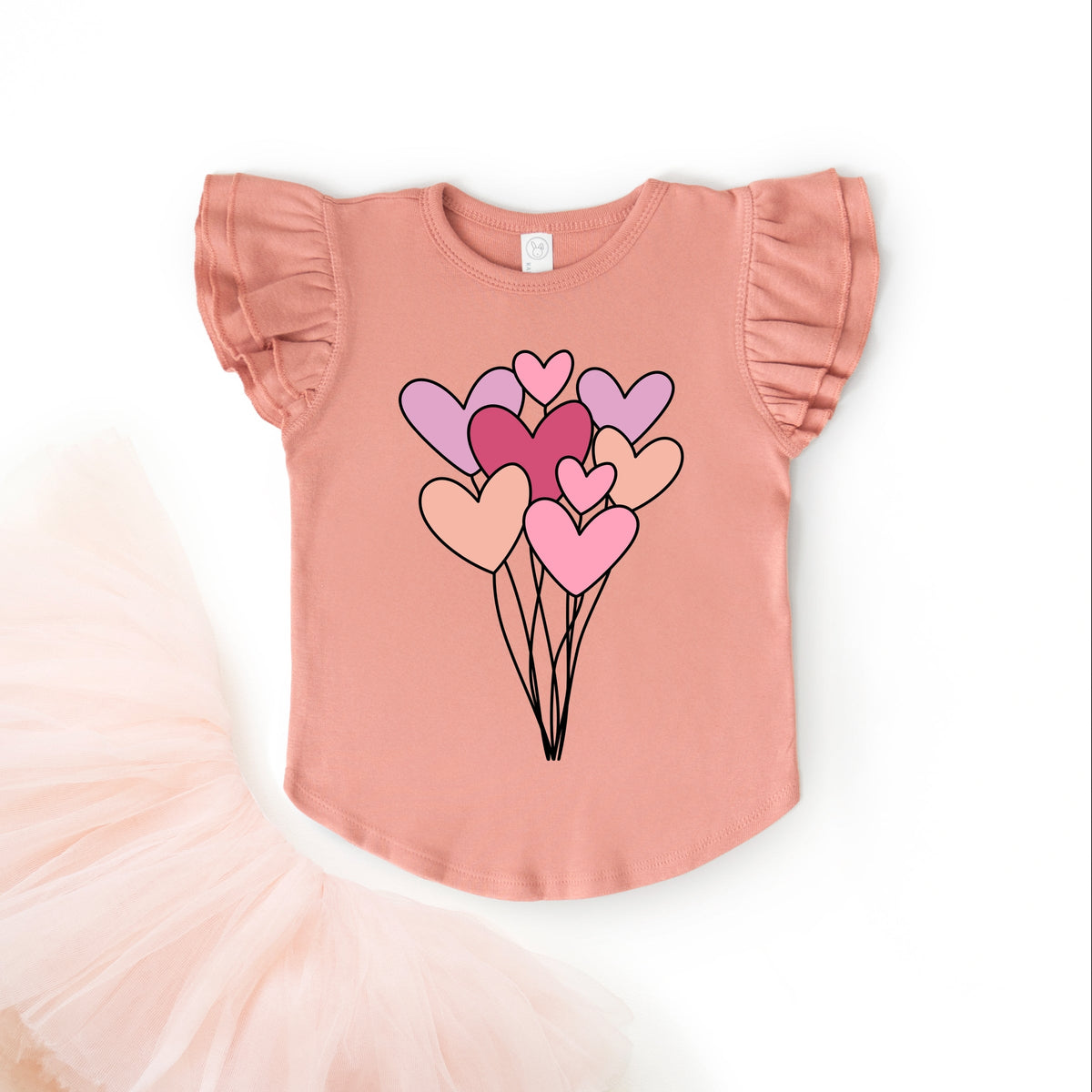Heart Balloon Bundle - Flutter Sleeve Graphic T-Shirt