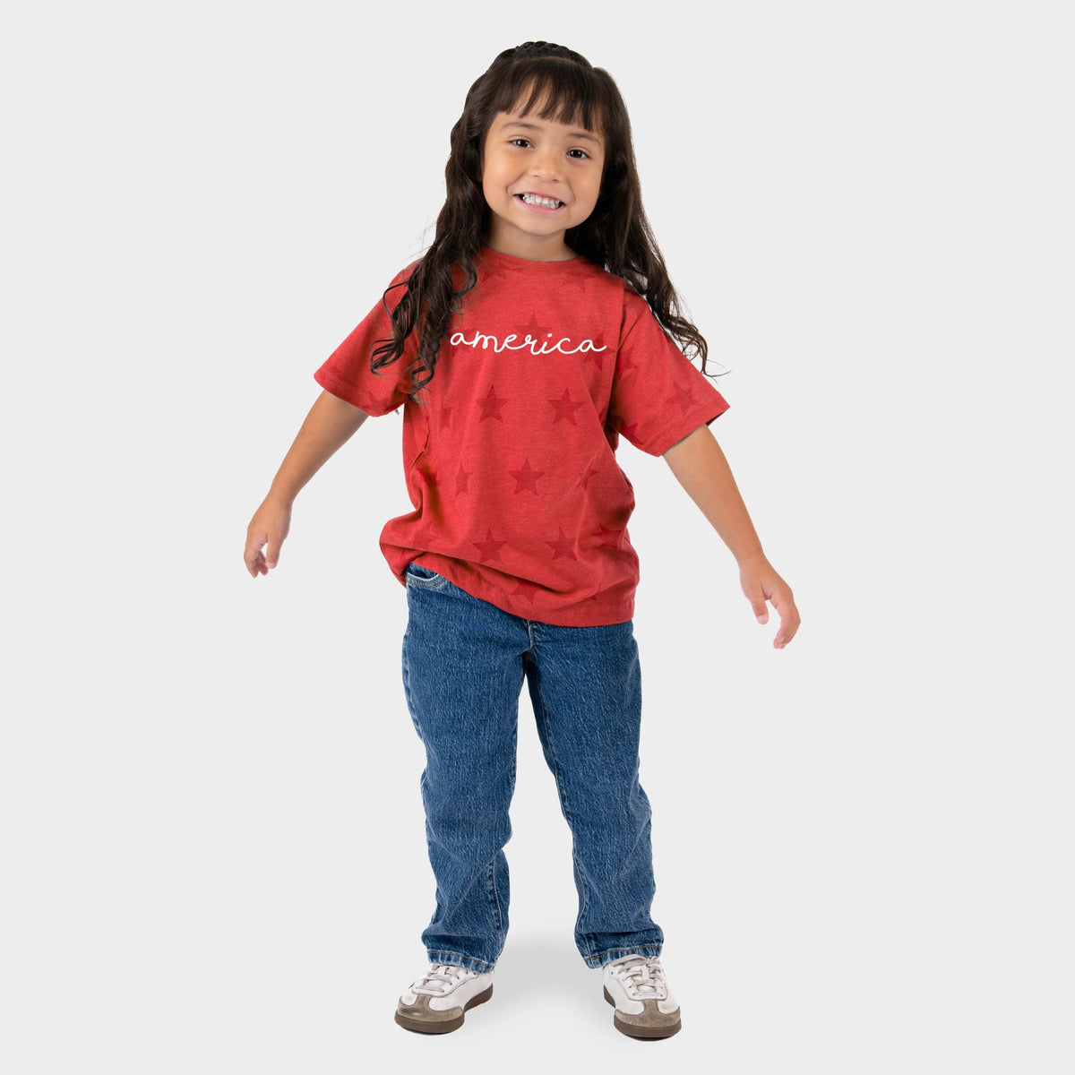 America Cursive - Toddler Short Sleeve Star Tee