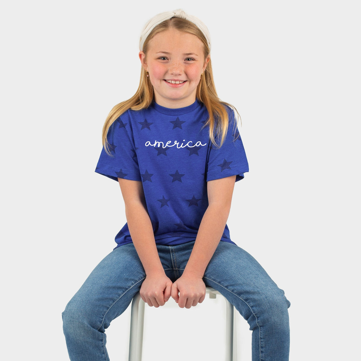 America Cursive - Youth Short Sleeve Star Tee