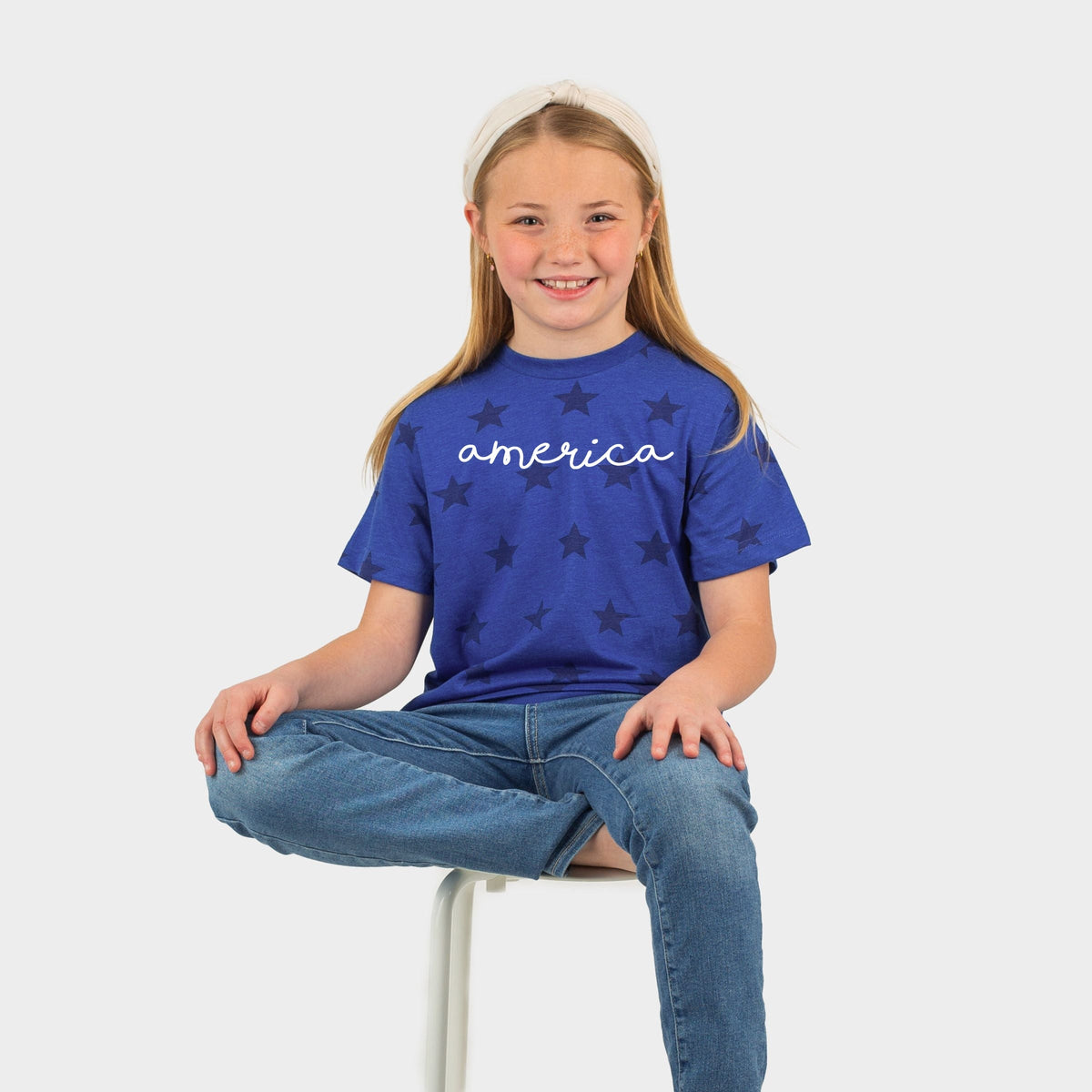 America Cursive - Youth Short Sleeve Star Tee