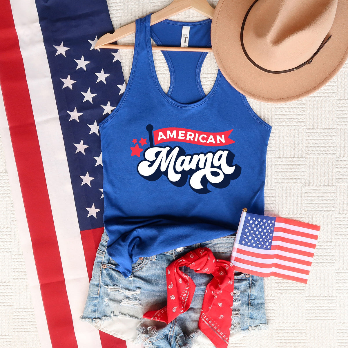 American Mama Flag - Women's Graphic Racerback Tank Top