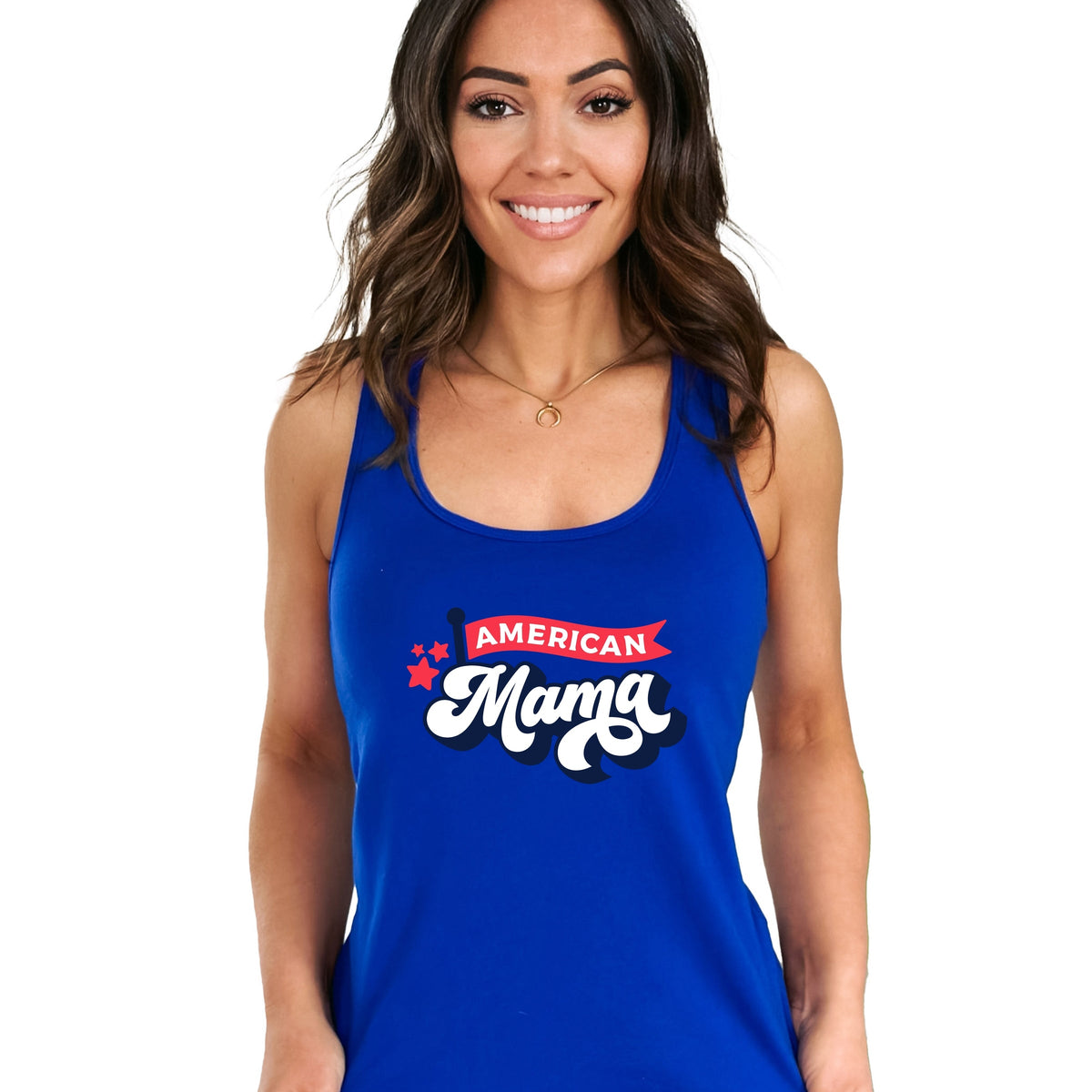 American Mama Flag - Women's Graphic Racerback Tank Top