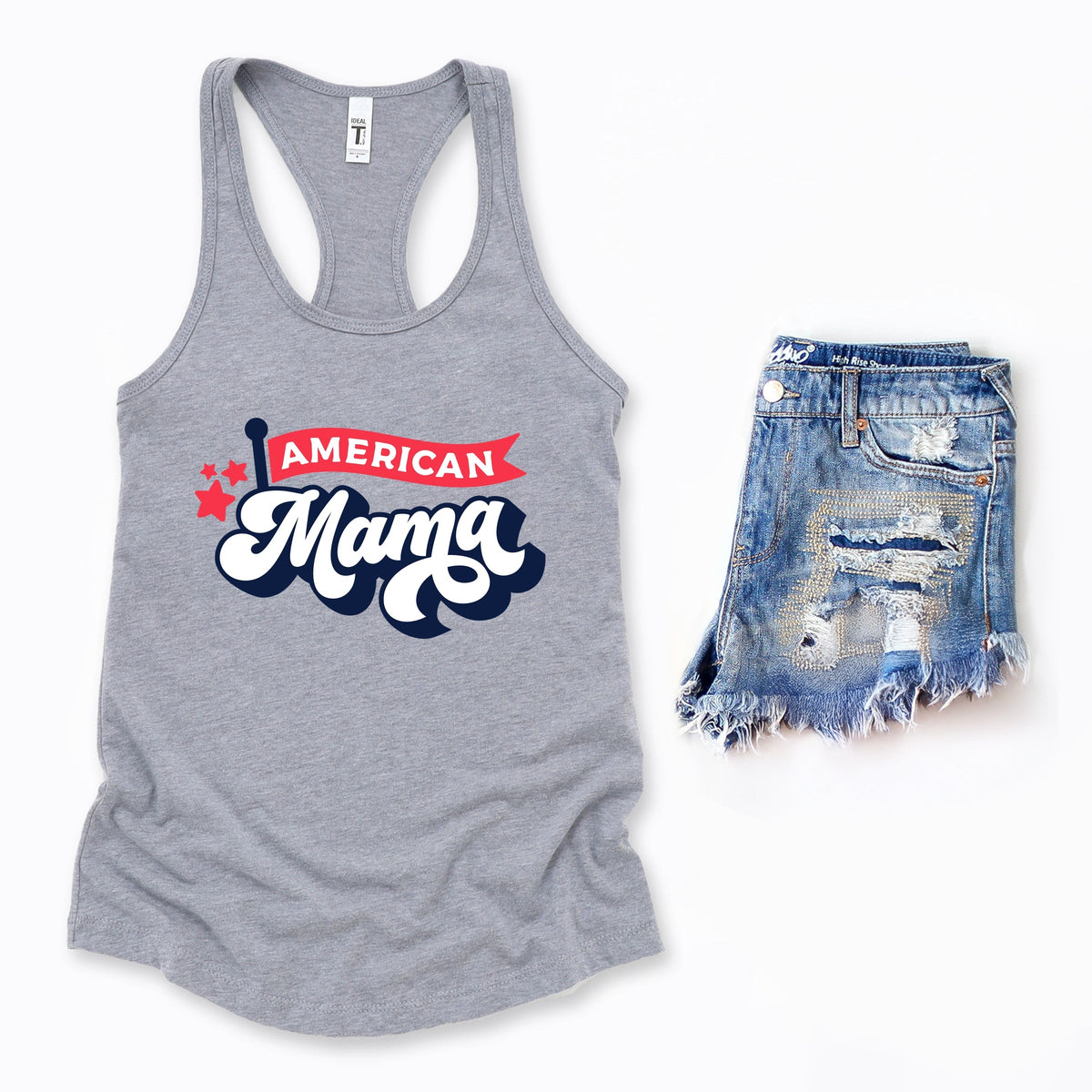 American Mama Flag - Women's Graphic Racerback Tank Top