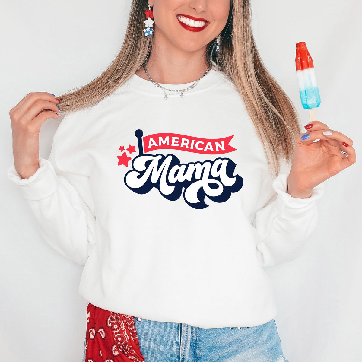 American Mama Flag - Women's Graphic Sweatshirt