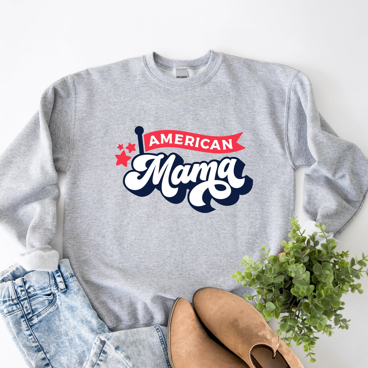 American Mama Flag - Women's Graphic Sweatshirt