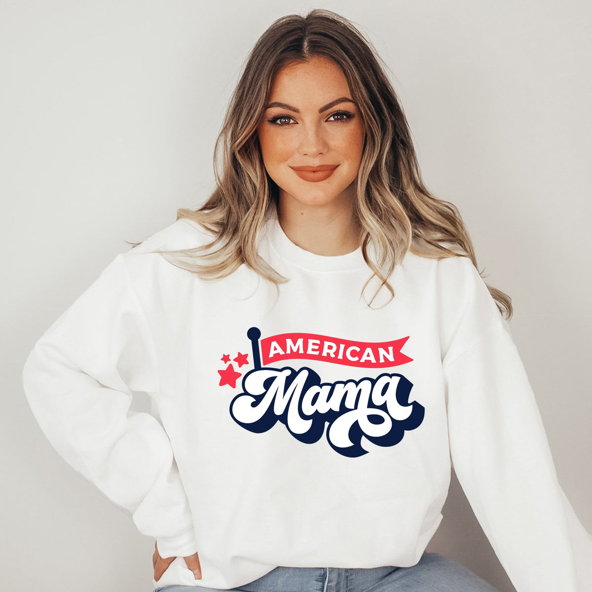 American Mama Flag - Women's Graphic Sweatshirt