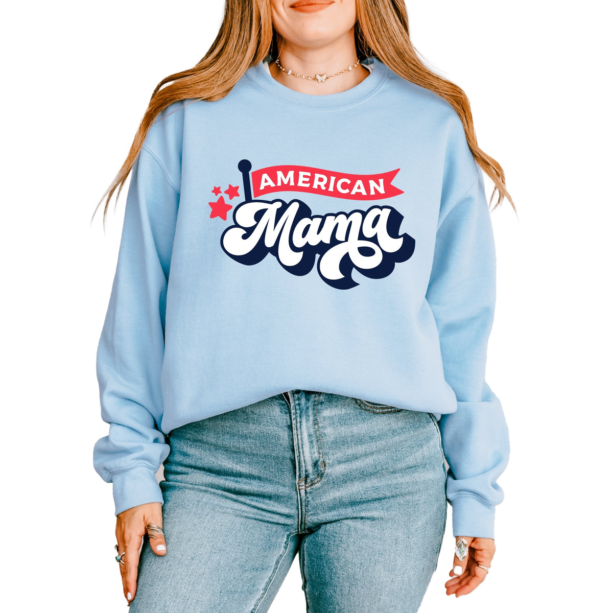 American Mama Flag - Women's Graphic Sweatshirt