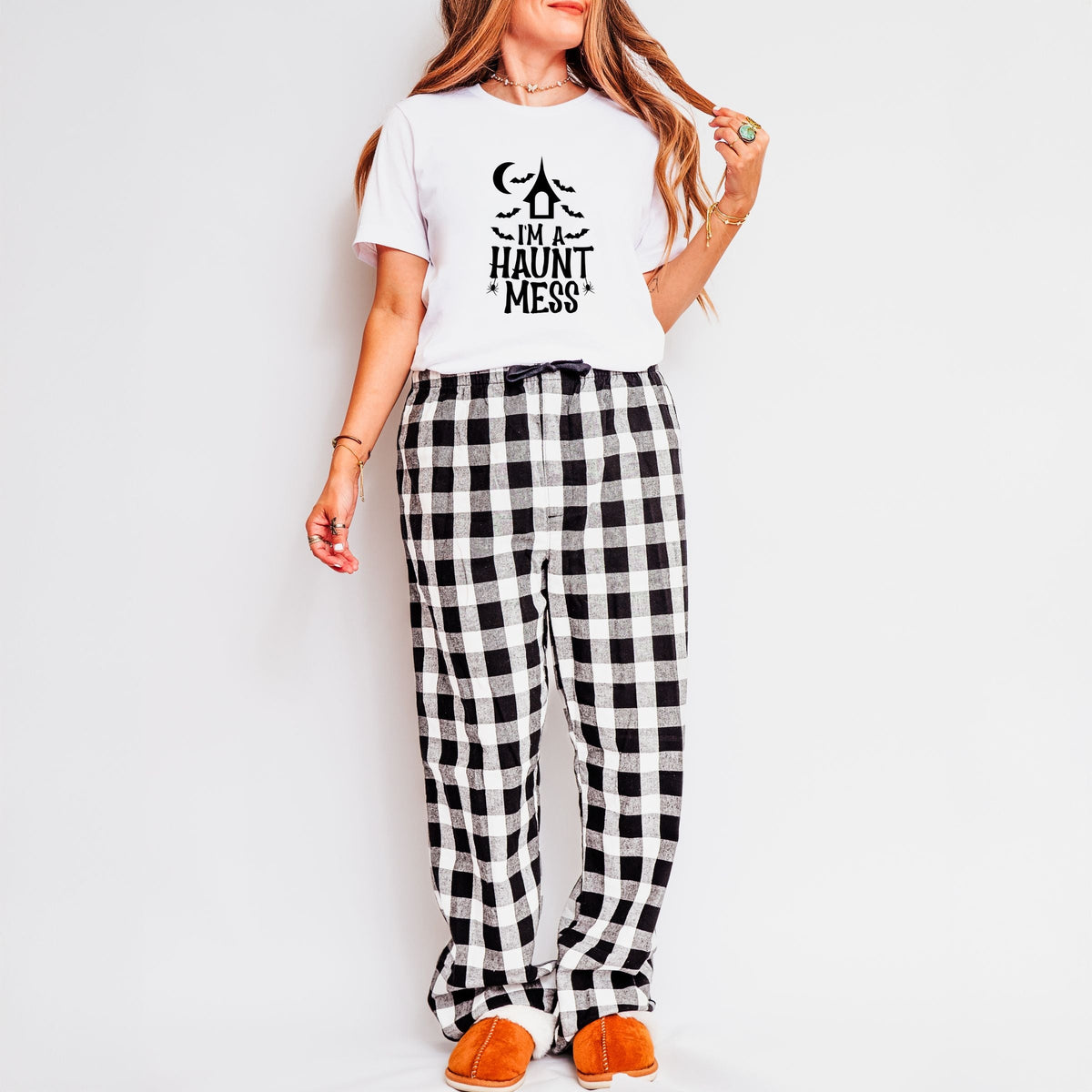 I'm A Haunt Mess - Women's Plaid Pants and Tee Set
