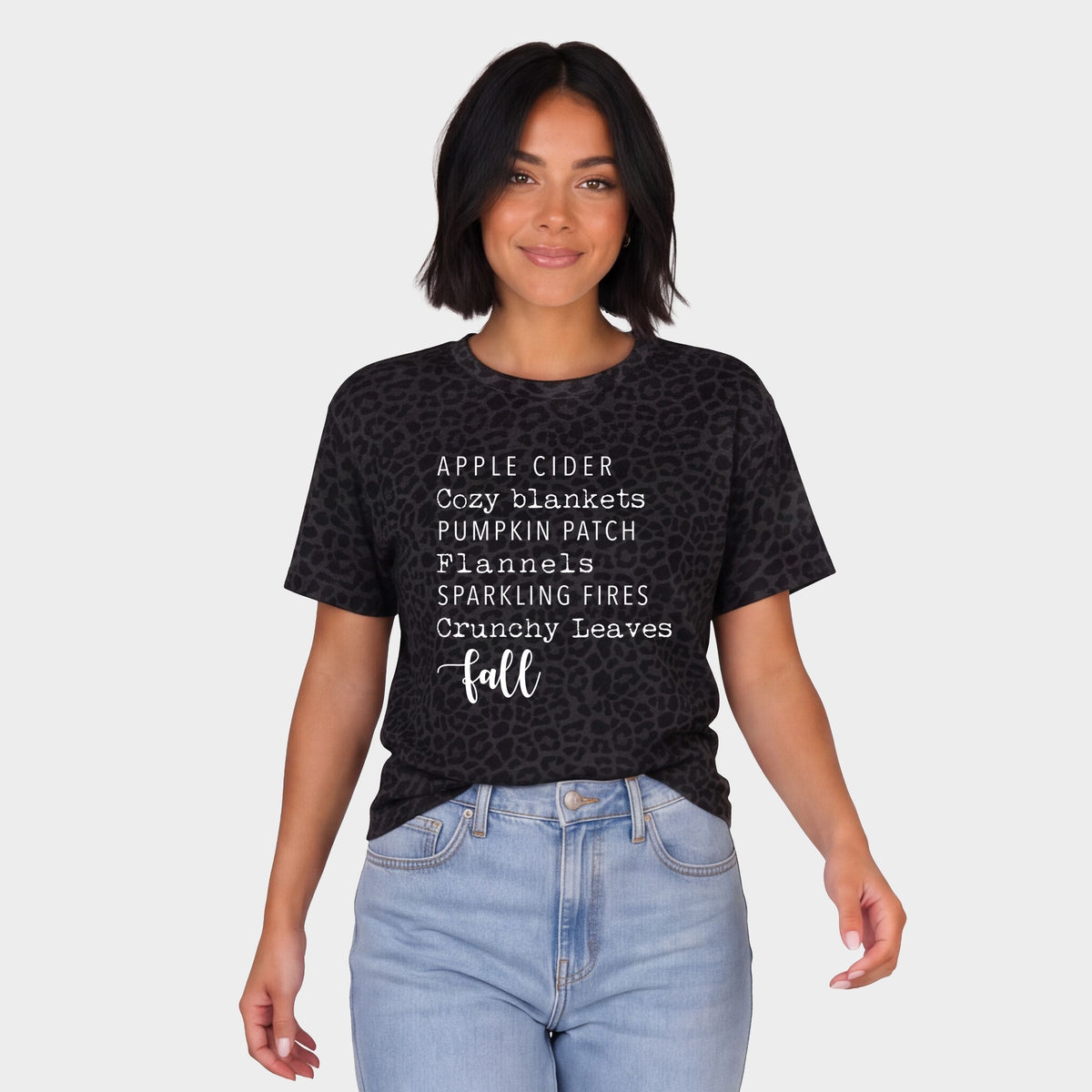 Fall Words - Women's Leopard Print Tee