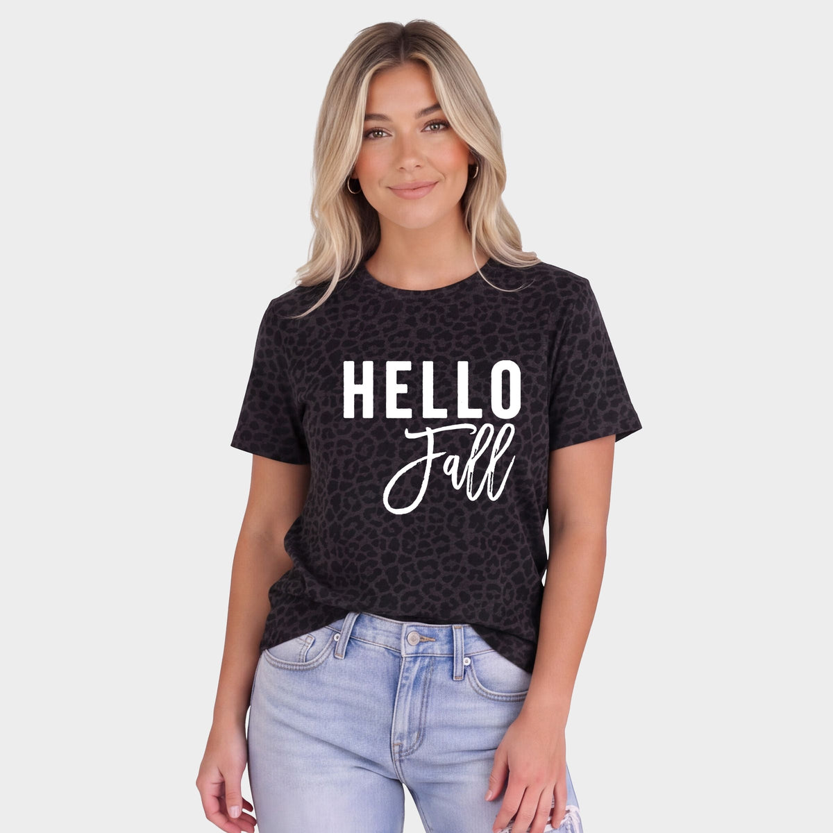 Hello Fall - Women's Leopard Print Tee