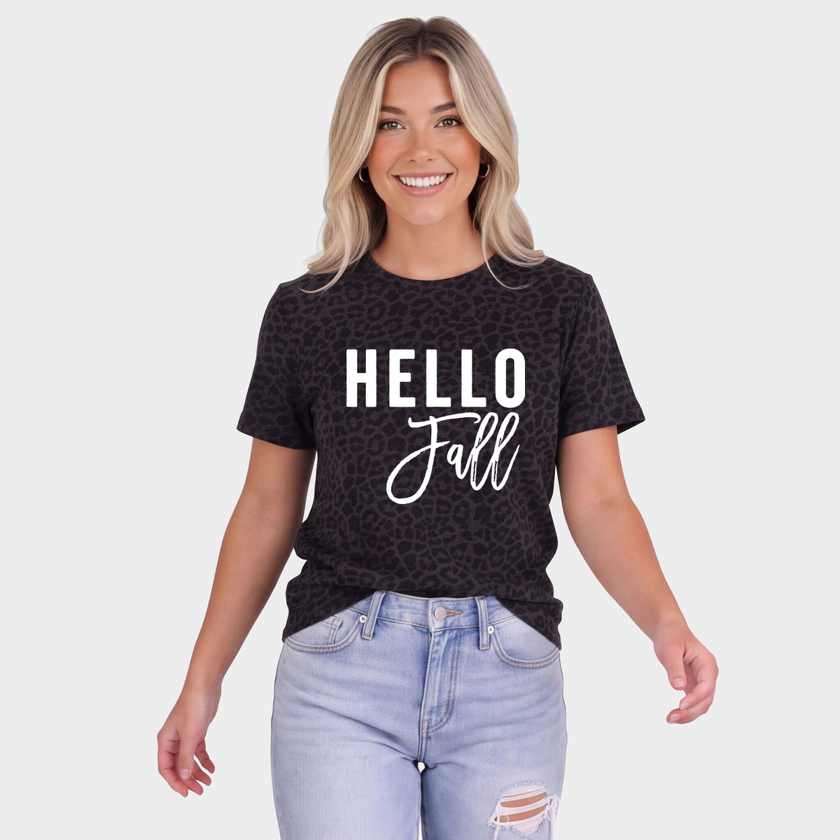 Hello Fall - Women's Leopard Print Tee