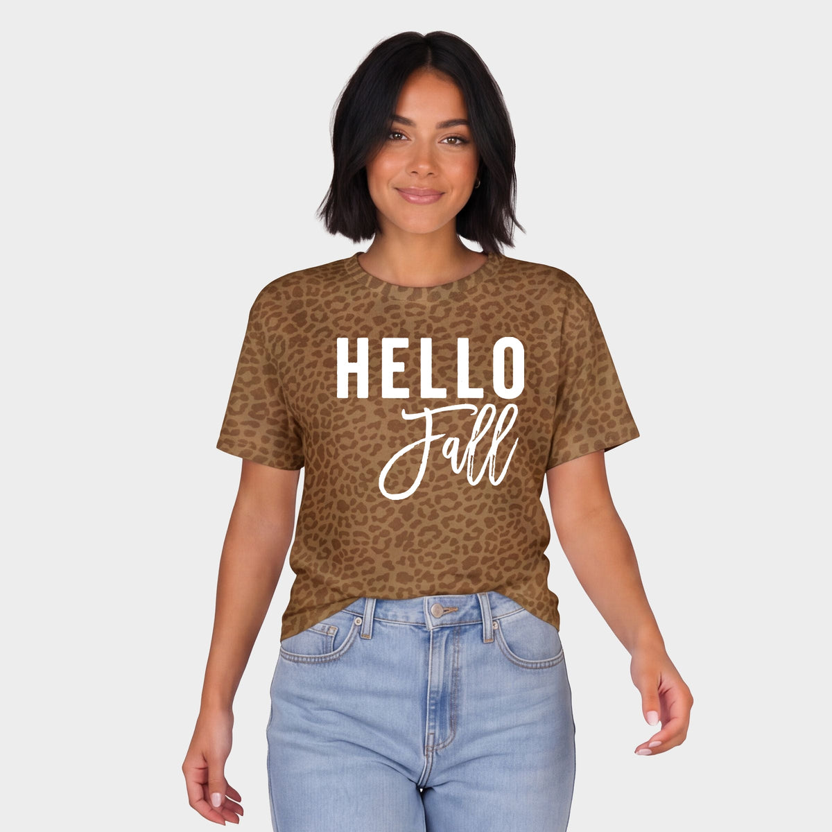 Hello Fall - Women's Leopard Print Tee