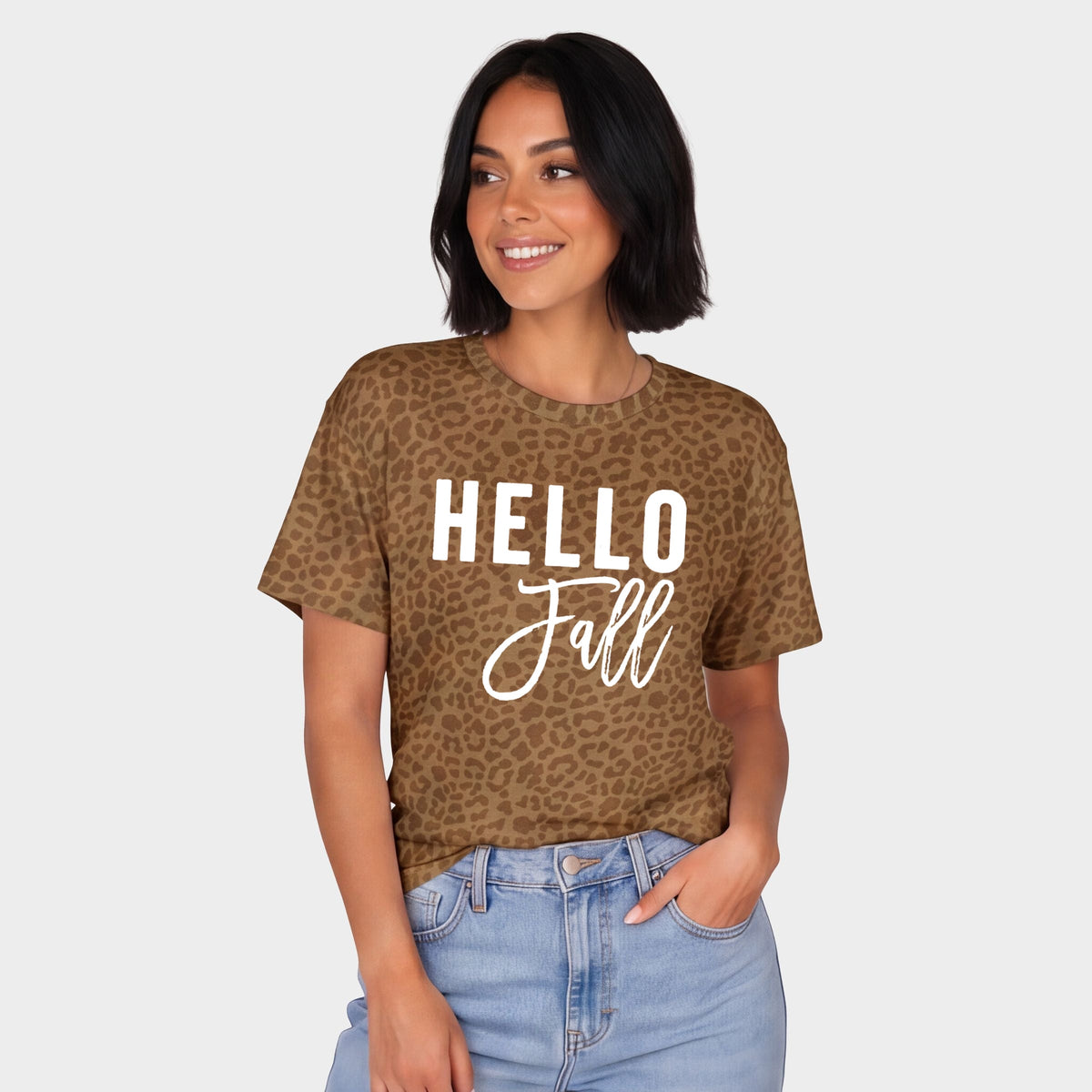 Hello Fall - Women's Leopard Print Tee