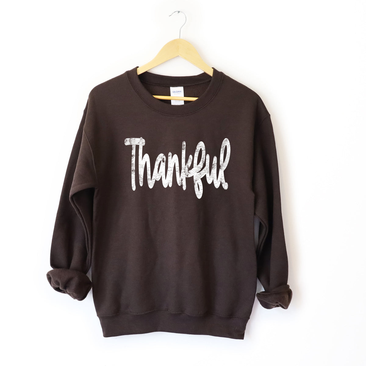 Thankful Cursive Distressed - Women's Graphic Sweatshirt