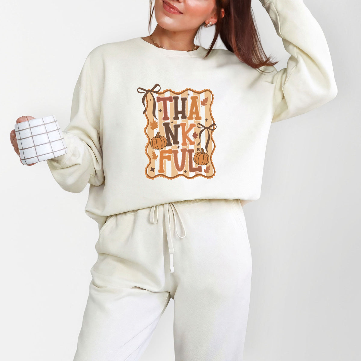 Coquette Thankful Stripes - Women's Lightweight Garment Dyed Sweatshirt