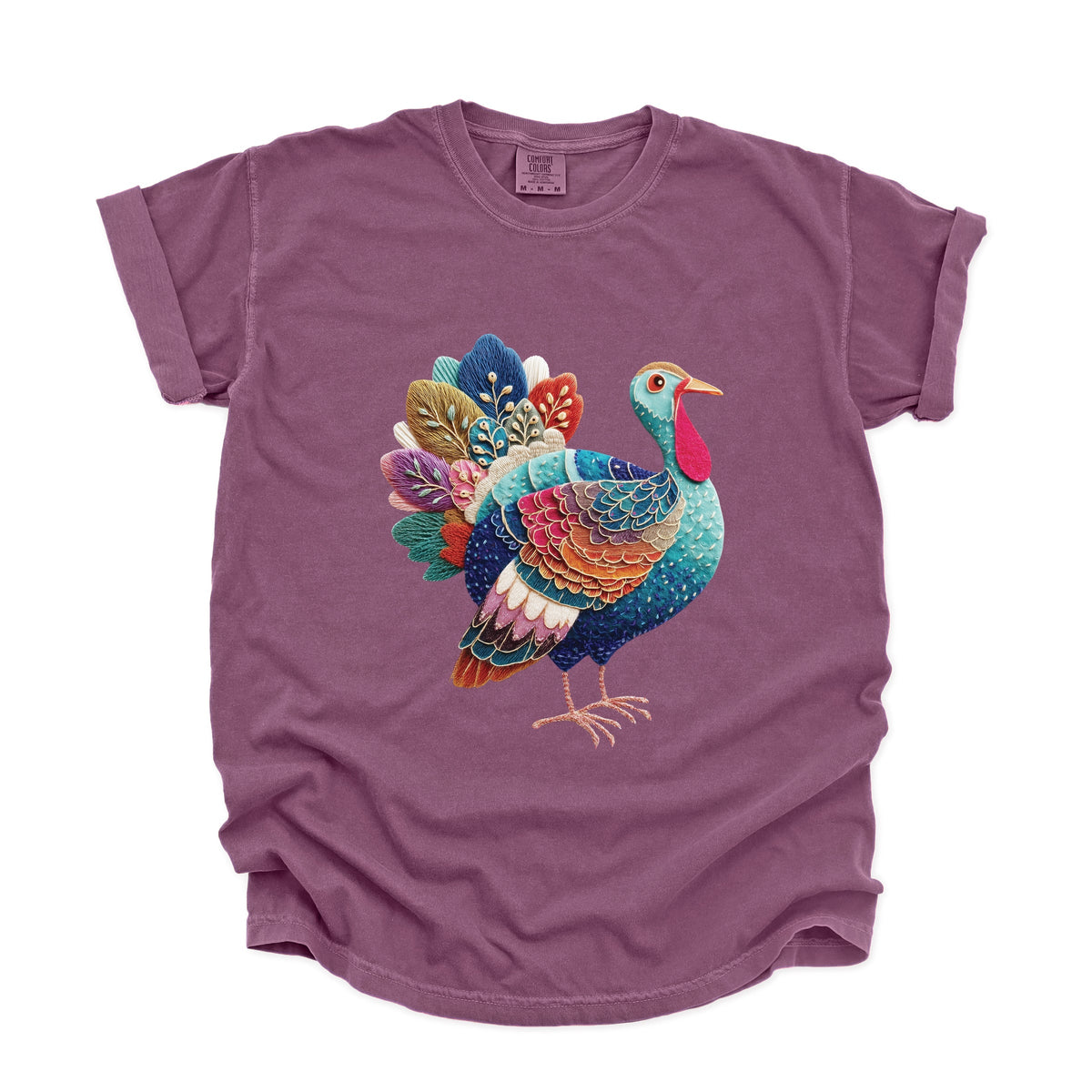 Turkey Patchwork Print - Women's Garment Dyed Graphic T-Shirt