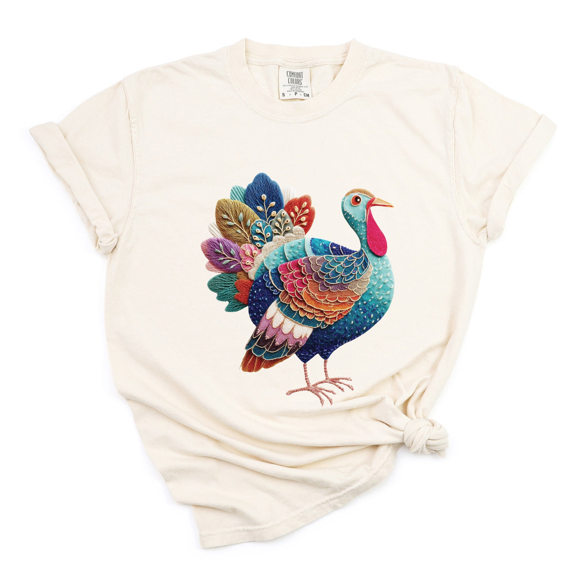Turkey Patchwork Print - Women's Garment Dyed Graphic T-Shirt