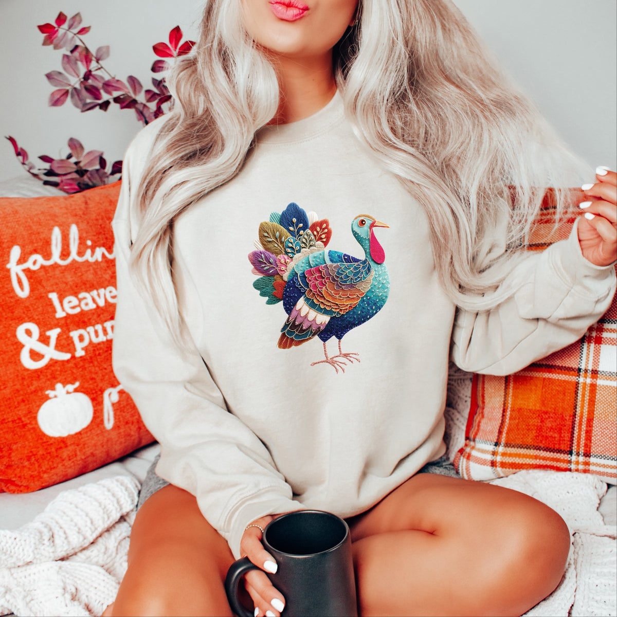 Turkey Patchwork Print - Women's Graphic Sweatshirt