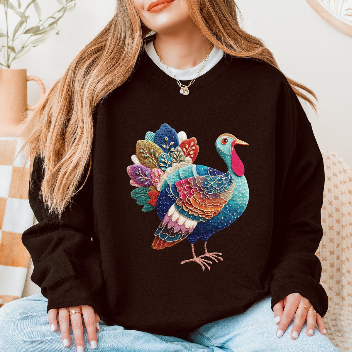 Turkey Patchwork Print - Women's Graphic Sweatshirt