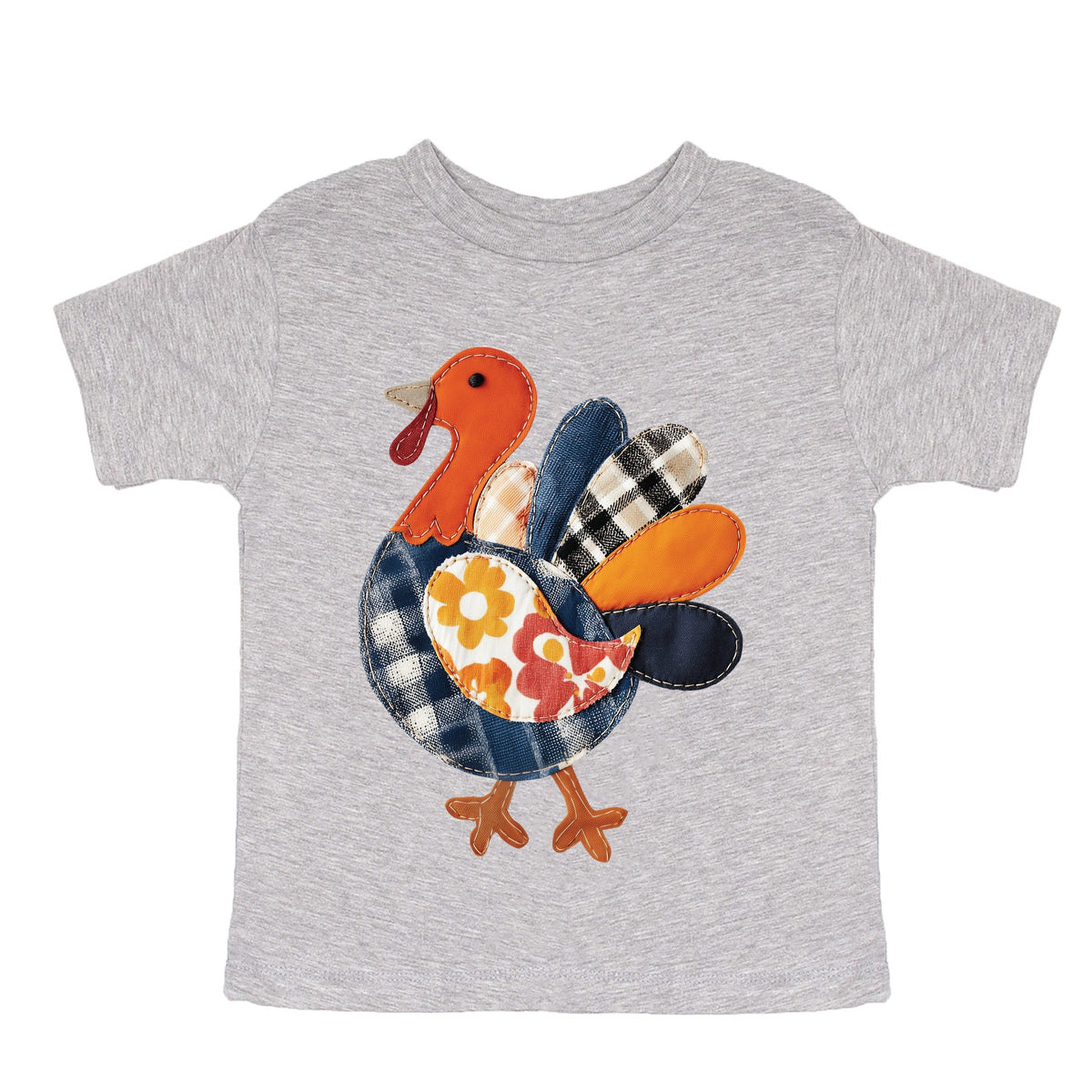 Plaid Turkey Patchwork Print - Toddler Short Sleeve Graphic T-Shirt