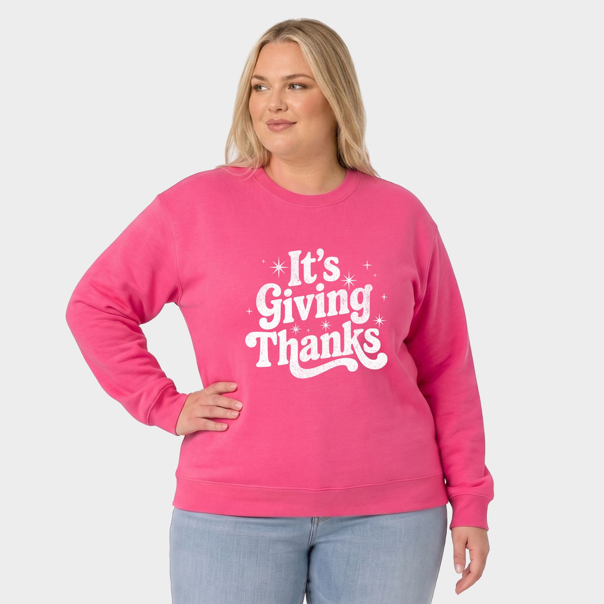 Its Giving Thanks -  Women's Plus Sized Graphic Sweatshirt