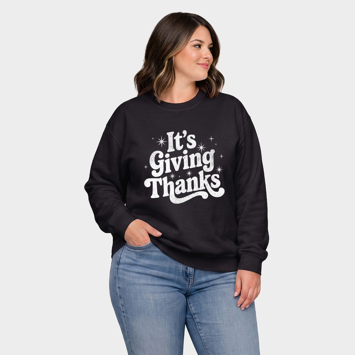 Its Giving Thanks -  Women's Plus Sized Graphic Sweatshirt