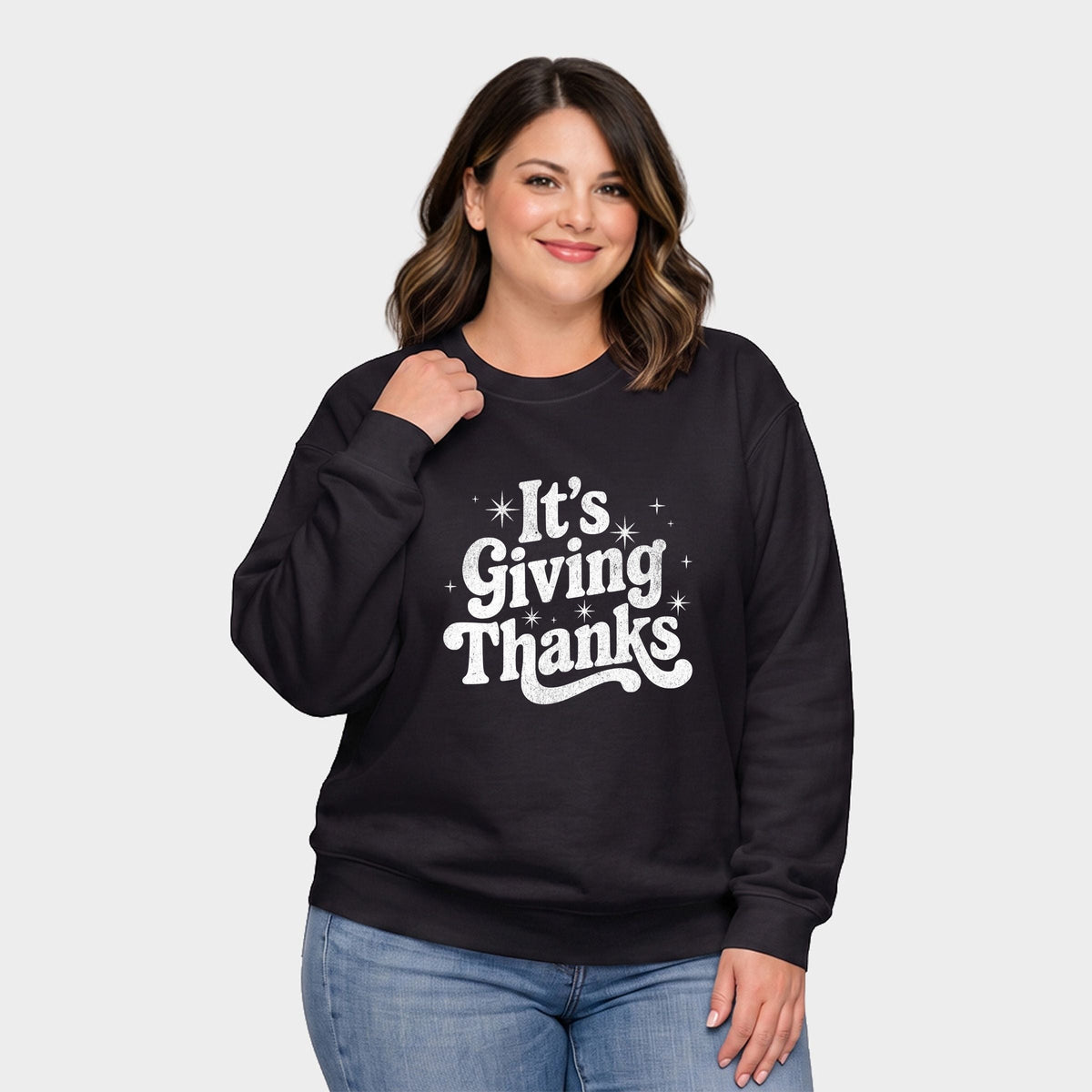 Its Giving Thanks -  Women's Plus Sized Graphic Sweatshirt