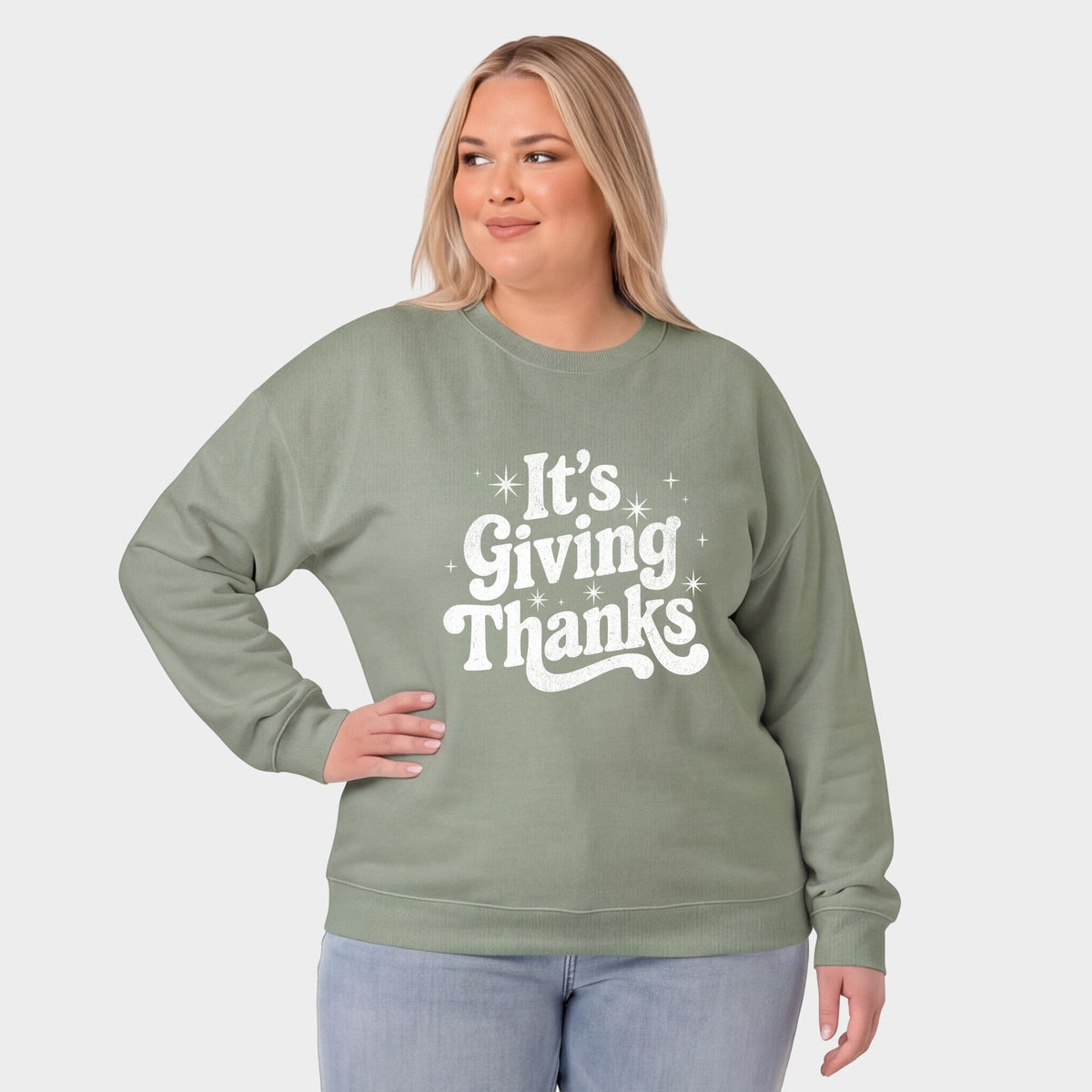 Its Giving Thanks -  Women's Plus Sized Graphic Sweatshirt