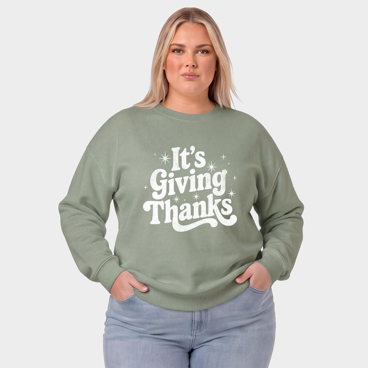 Its Giving Thanks -  Women's Plus Sized Graphic Sweatshirt